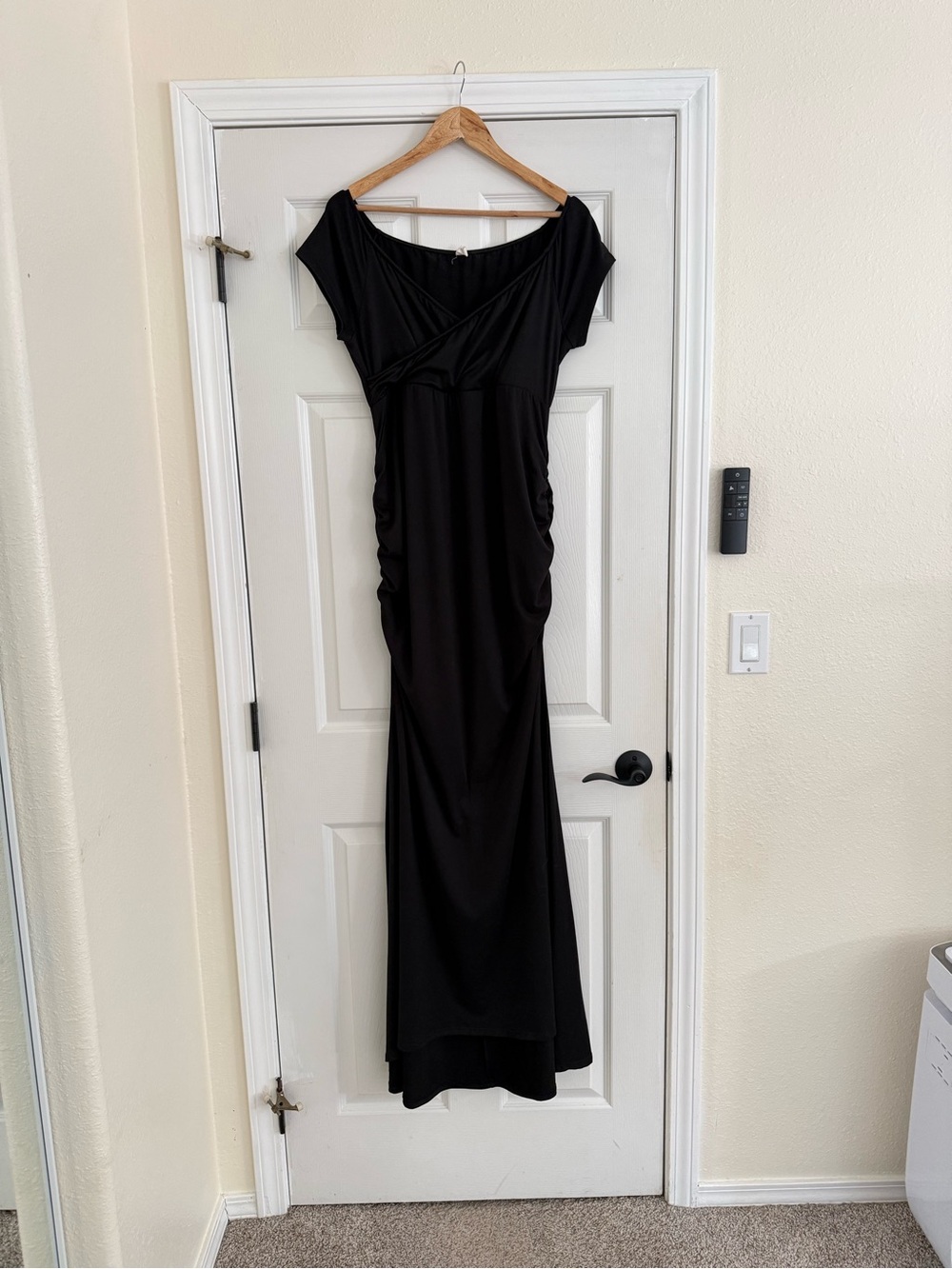 Pinkblush Black Ruched Maternity Maxi Dress